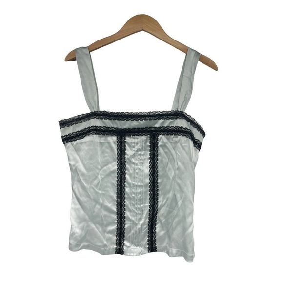AKS by Amy K Su Tops - Aks by Amy K Su Womens Light Blue Silk Sleeveless With Lace Blouse Size 6 Y2K